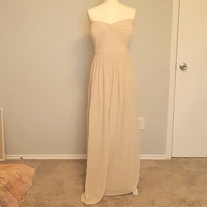 Elegant Strapless Cream Maxi Dress